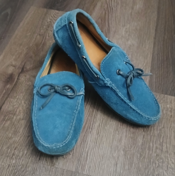 COACH Blue Mercer Lace Mens Suede Driving Loafer Size 7.5 - Picture 1 of 11